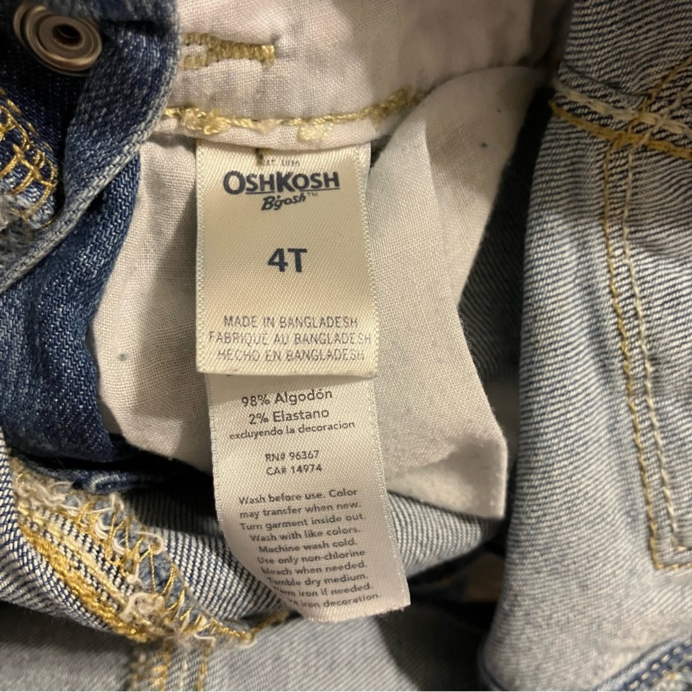 OshKosh denim overalls adjustable straps metal hardware vestbak Girls 4T - Picture 9 of 10